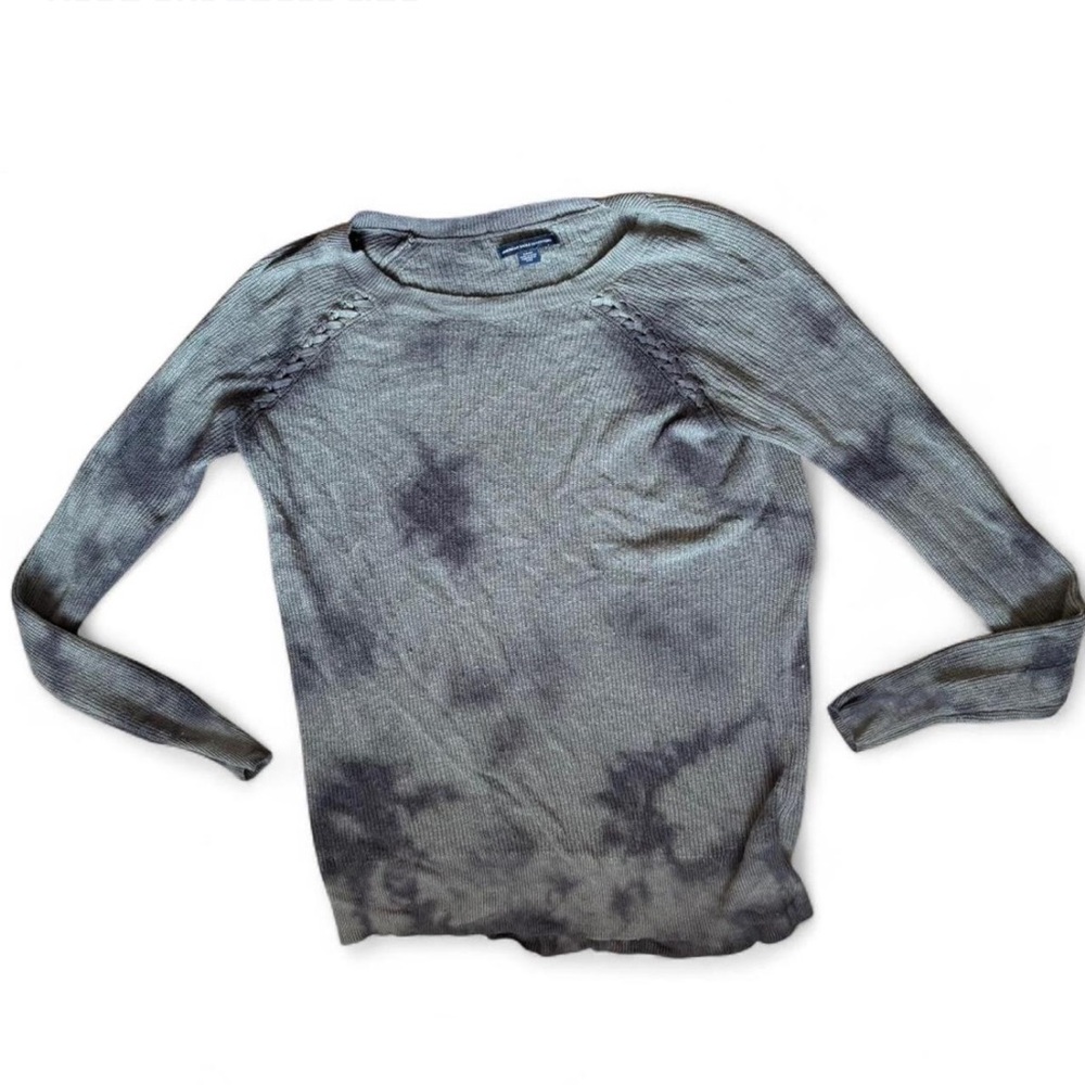 American Eagle green black, long sleeve knit grunge sweater size small